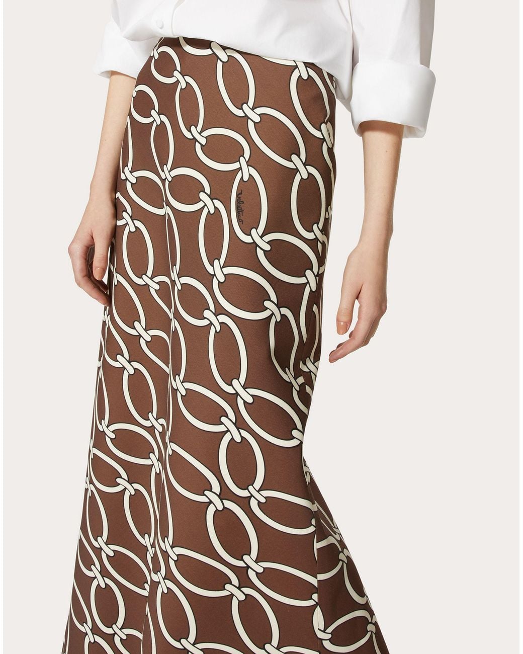 Valentino Natural All-Over Printed High Waist Skirt