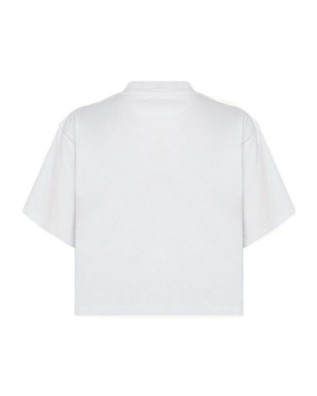 Autry White Logo-Printed Cropped T-Shirt