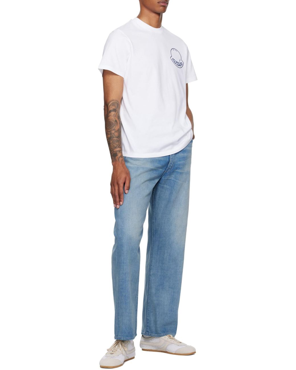 Moncler White Logo Printed Crewneck T-Shirt for men