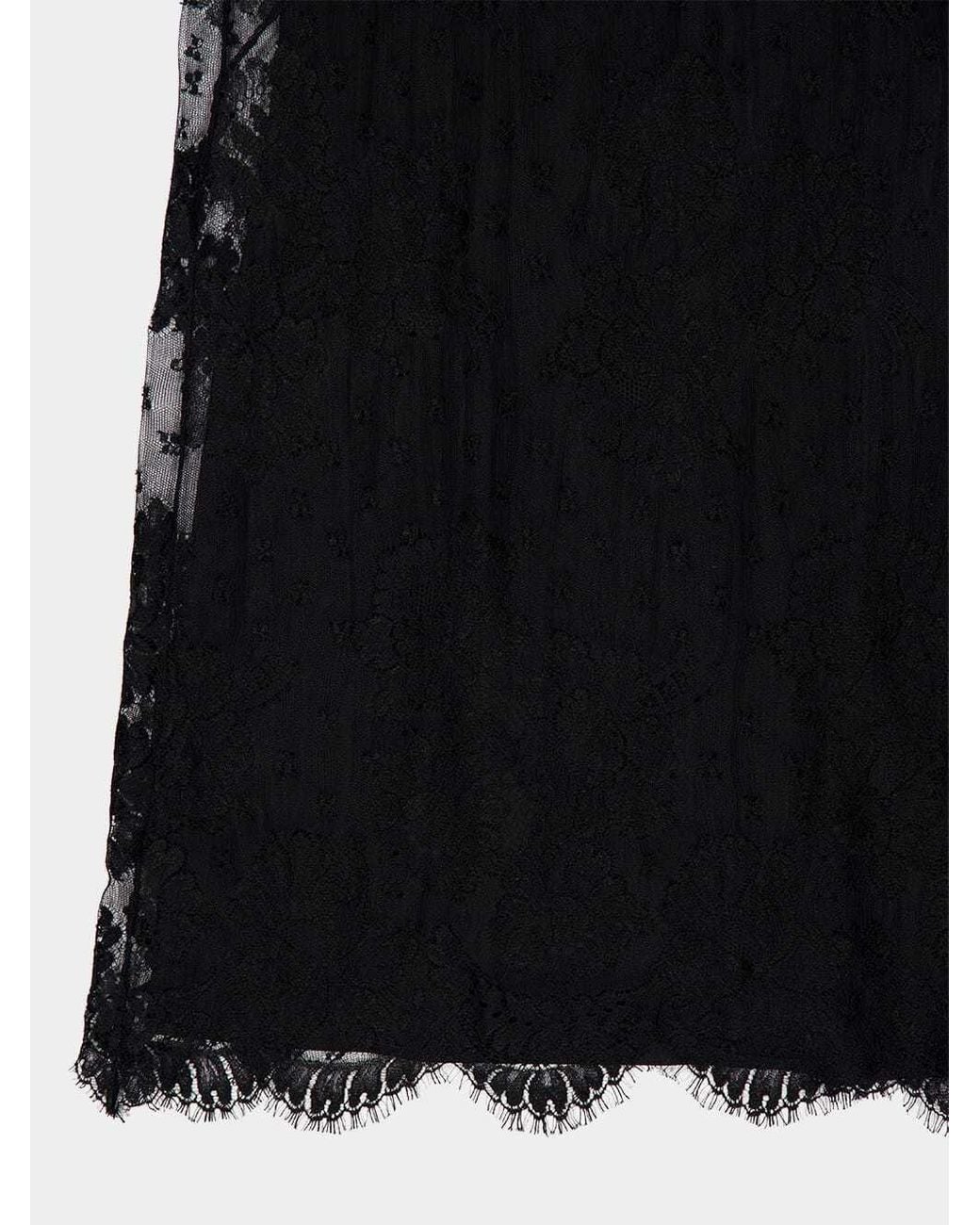 Dolce & Gabbana Black Mock-Neck Sheer Lace Long-Sleeve Mini Dress
