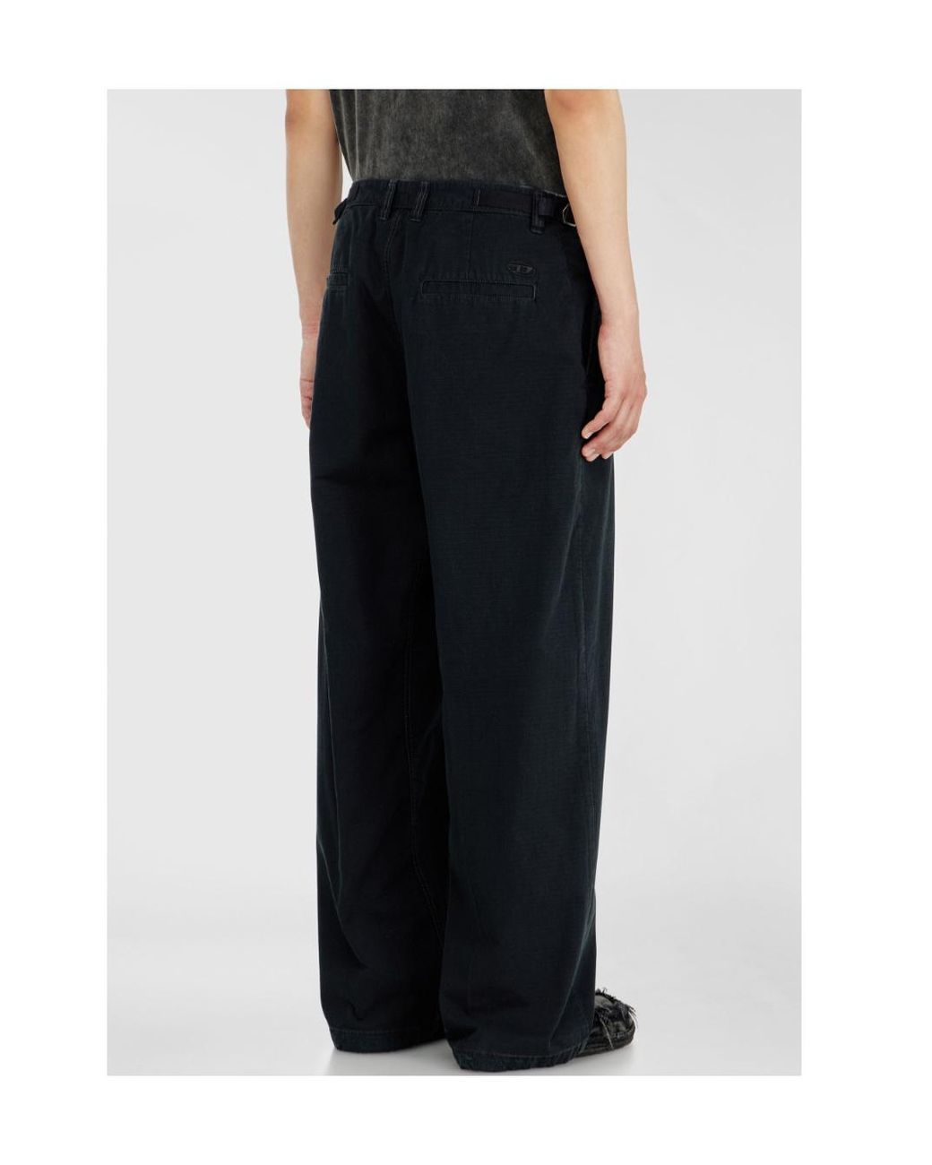 DIESEL Blue Cotton Wide-Leg Trousers for men