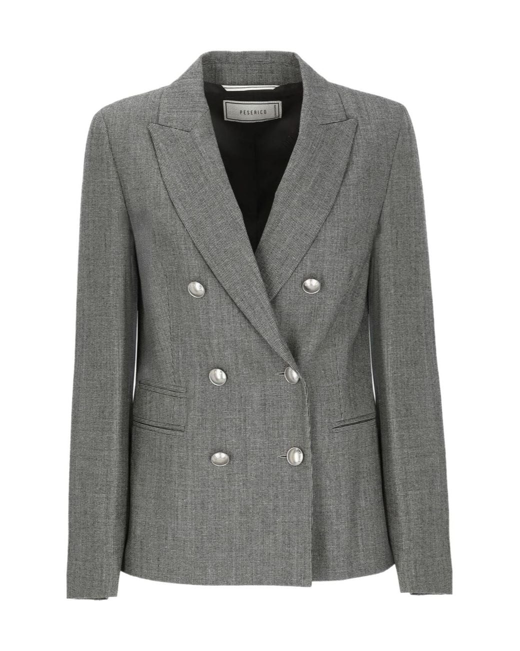 Peserico Gray Double-Breasted Rhinestone Blazer