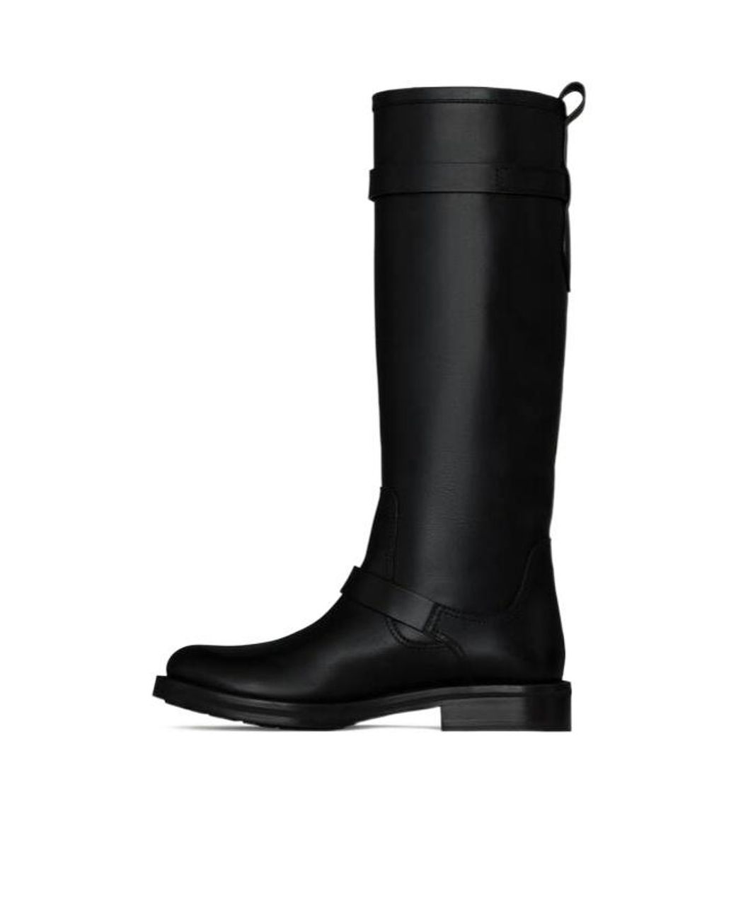 Saint Laurent Black River Round Toe Buckled Boots