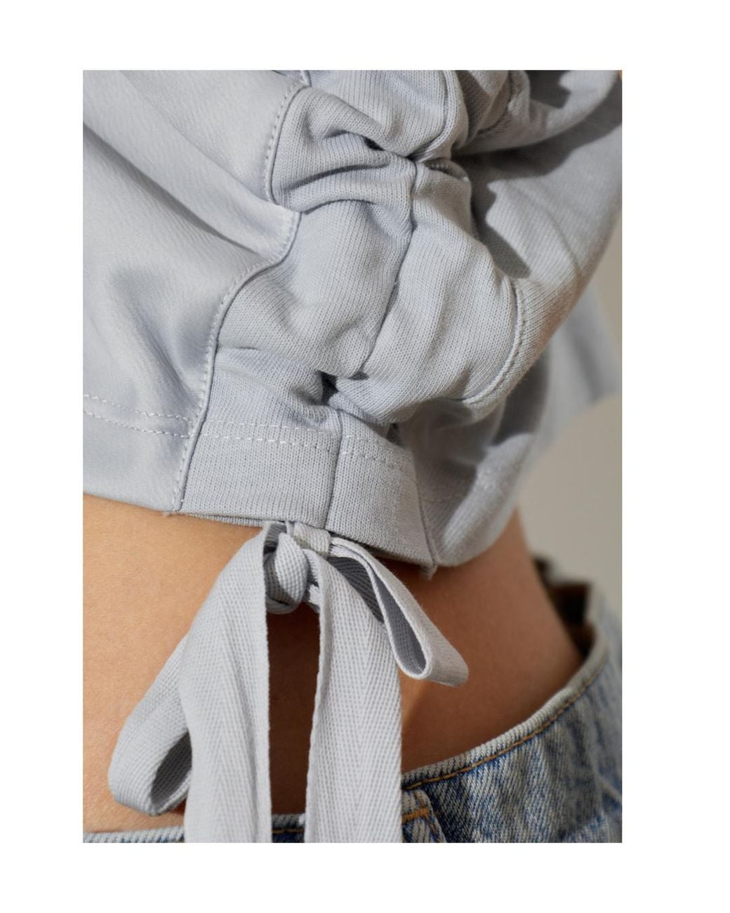 AllSaints Gray Mira Ruched Crop Top