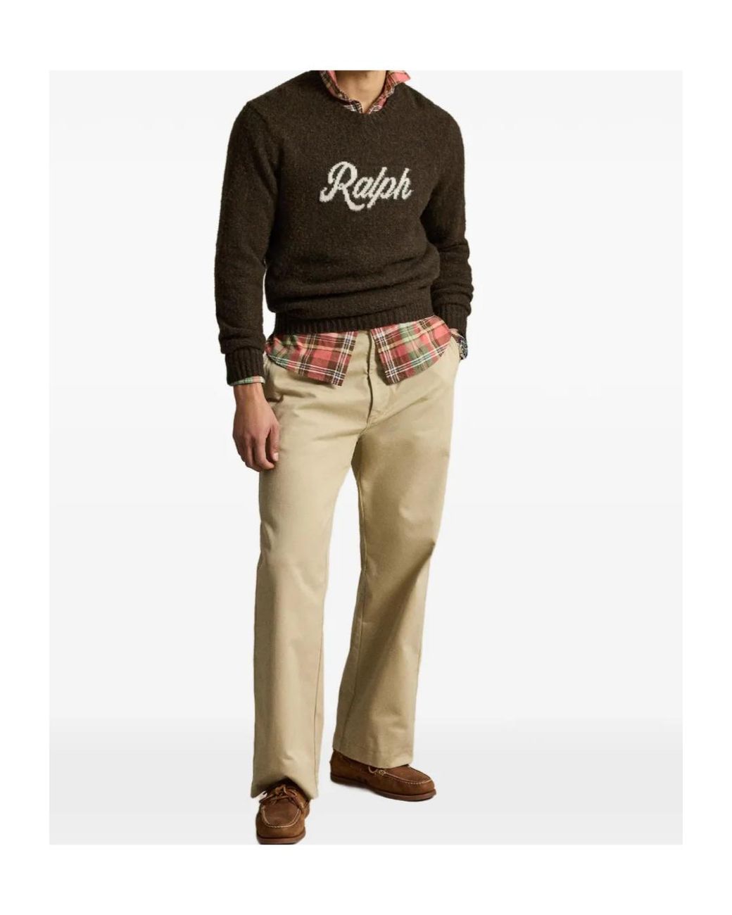 Polo Ralph Lauren Brown Ralph Logo Knitted Sweater for men