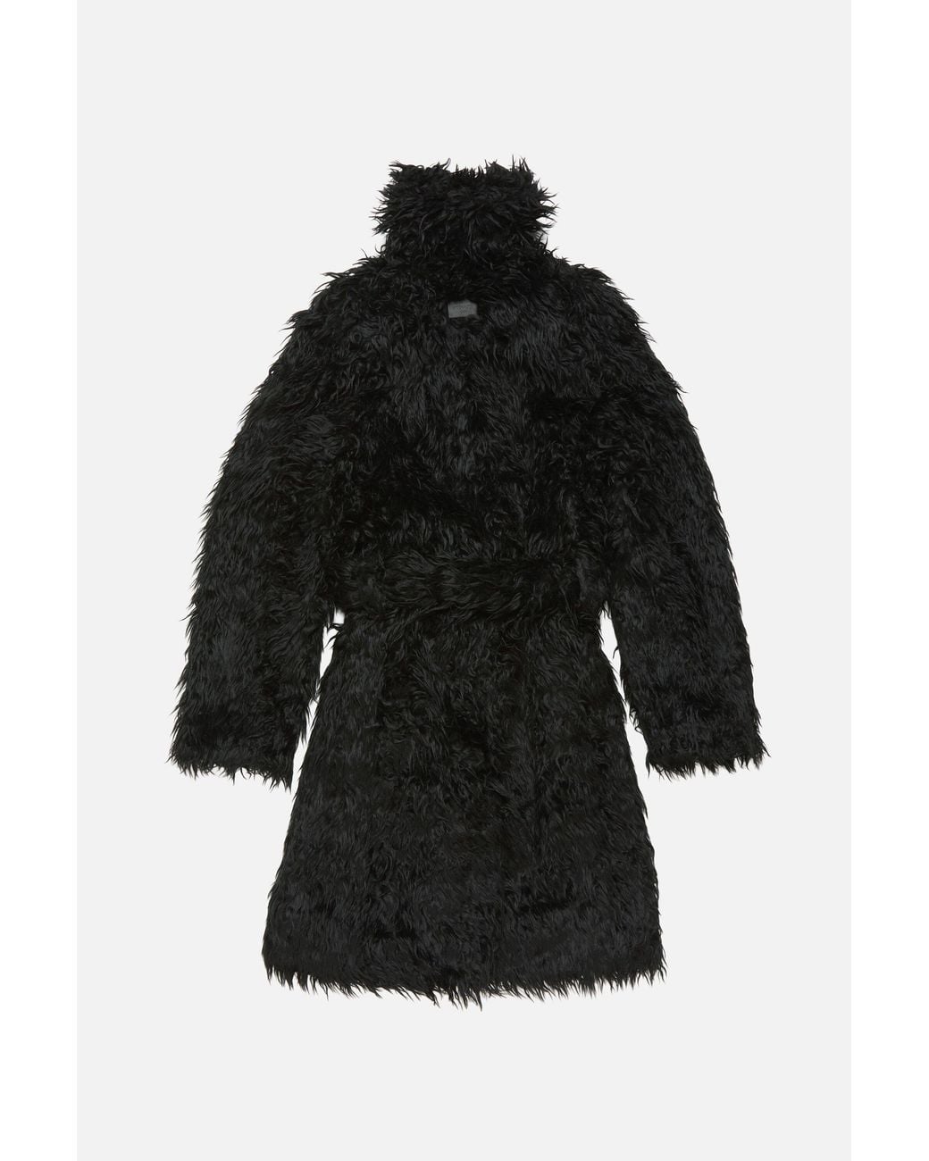 Acne Black Faux Fur Belted Coat