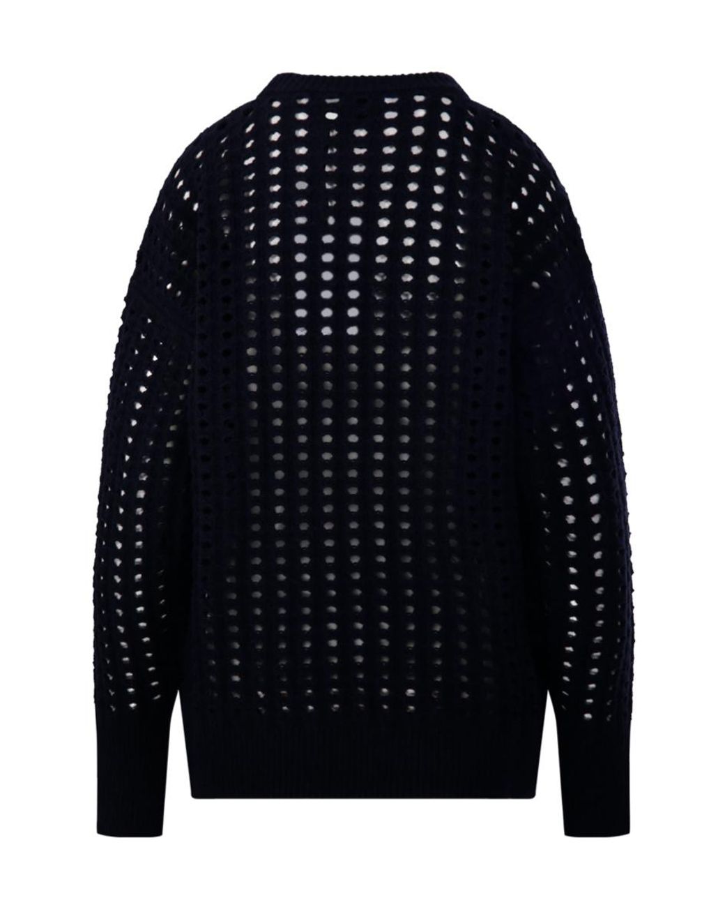 Nude Blue Open-Knit Crew-Neck Sweater