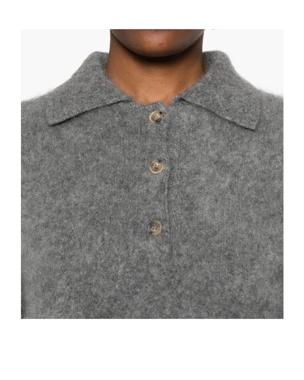 Soft Goat Gray Brushed-Effect Knitted Polo Shirt