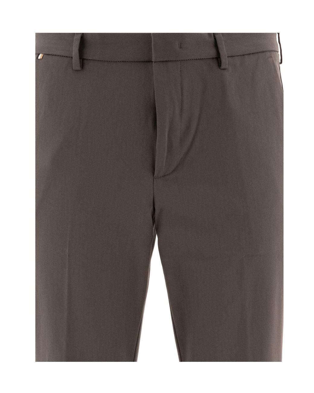 Boss Gray Boss Stretched Slim-Fit Trousers for men