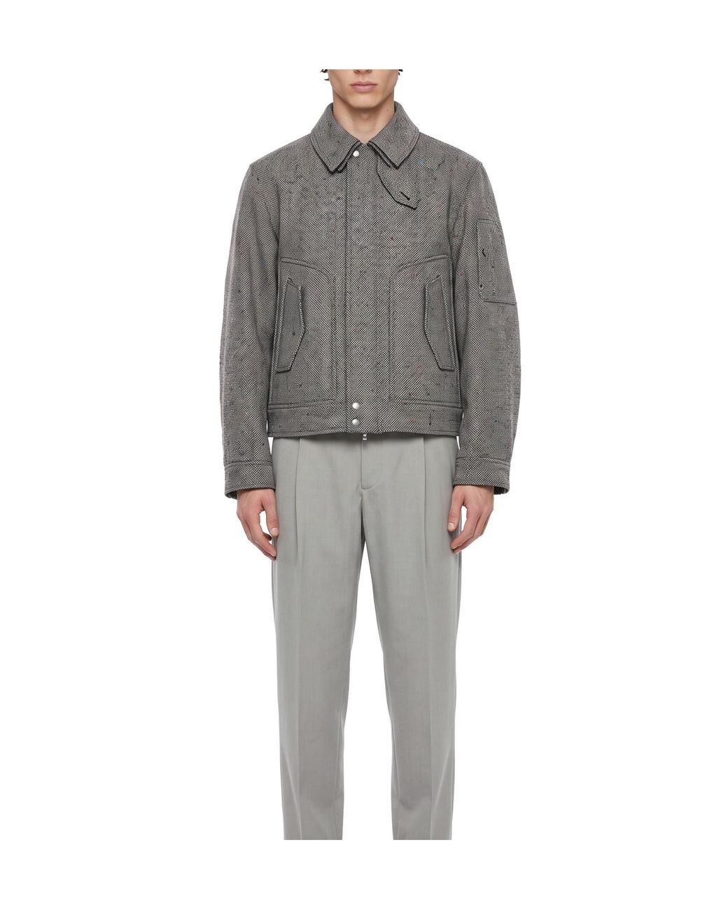 Dries Van Noten Gray Long-Sleeve Zip-Up Jacket for men