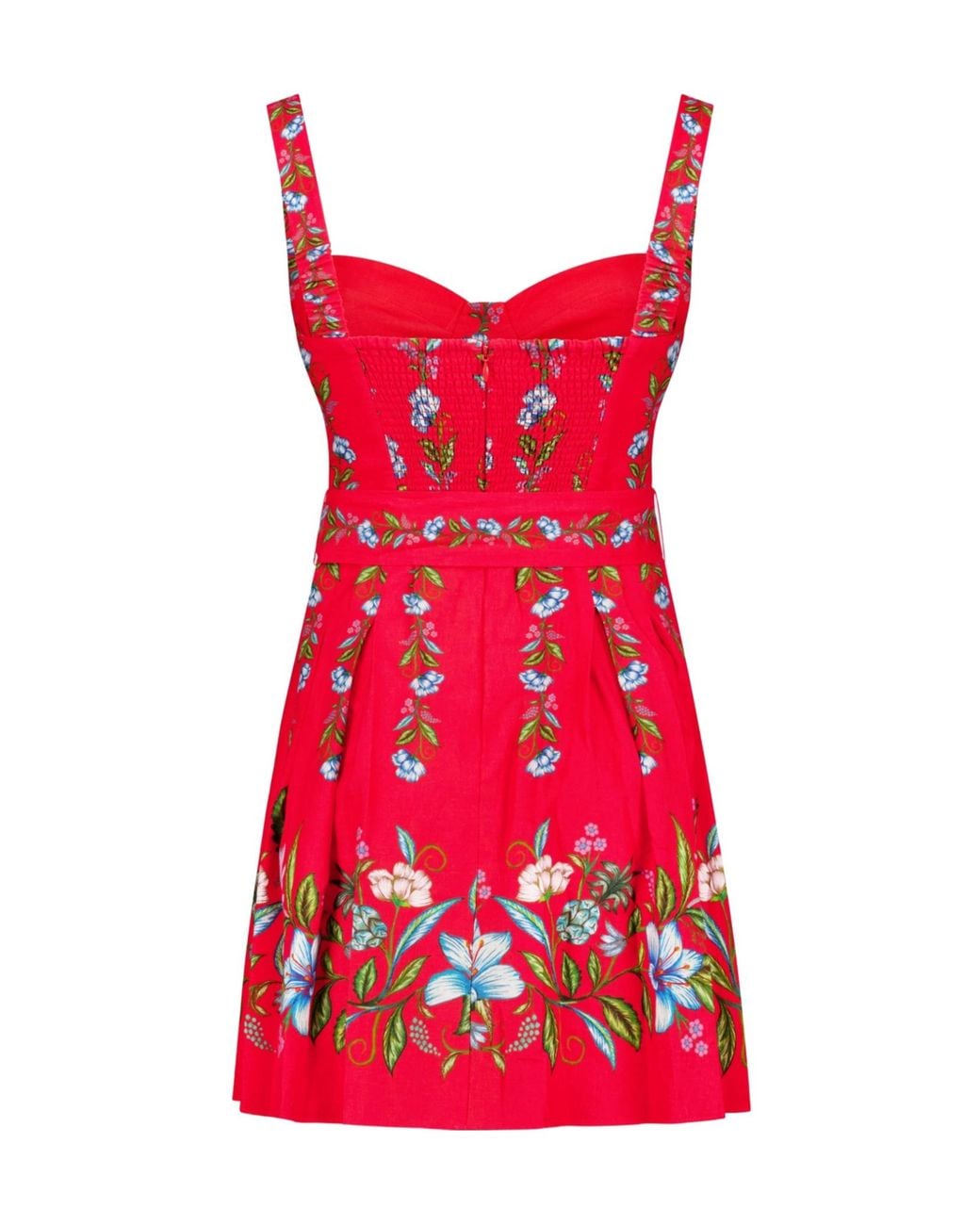 Farm Rio Red Sleeveless Drawstring Mini Dress