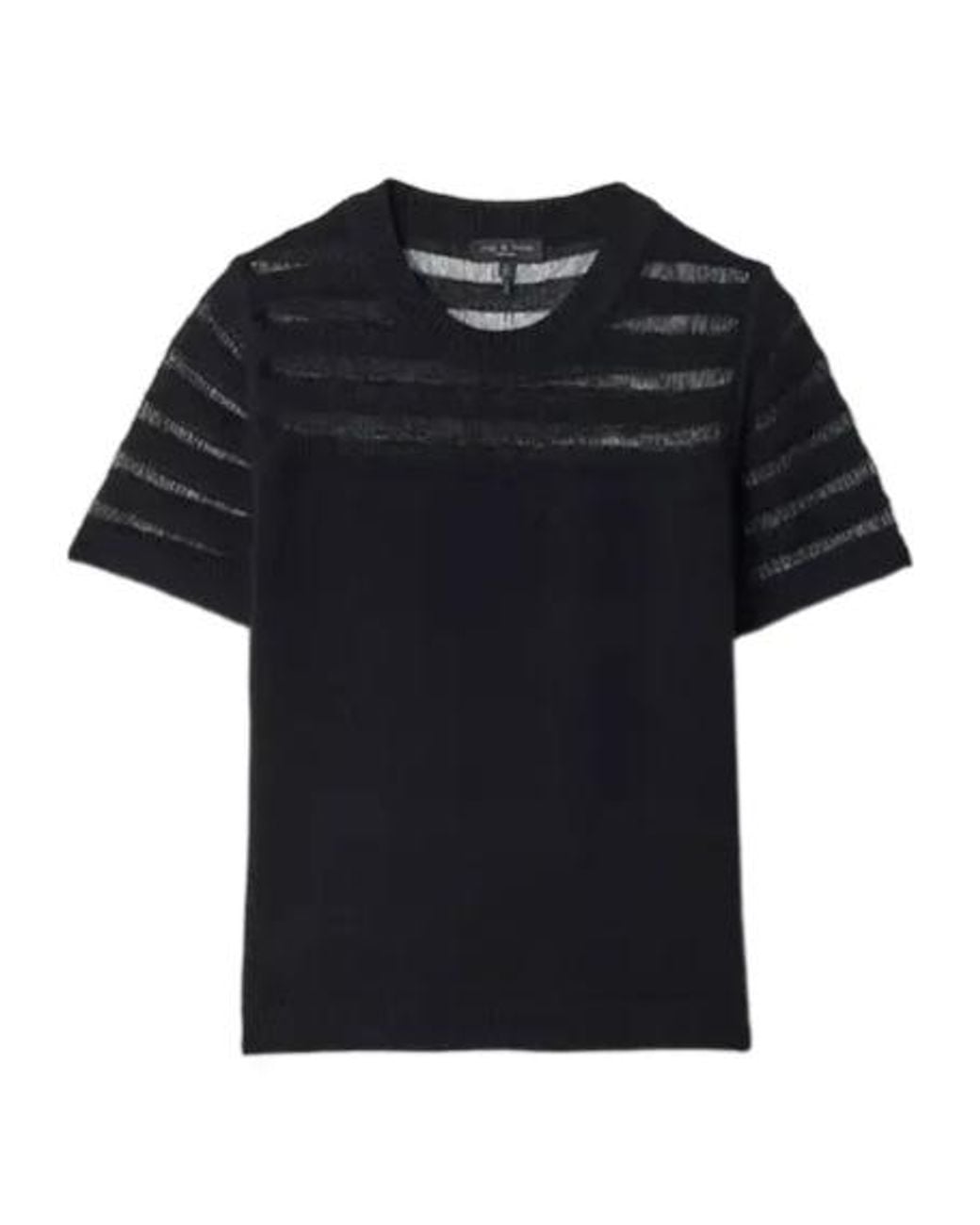 Rag & Bone Black Sheer Panel Short Sleeve Top