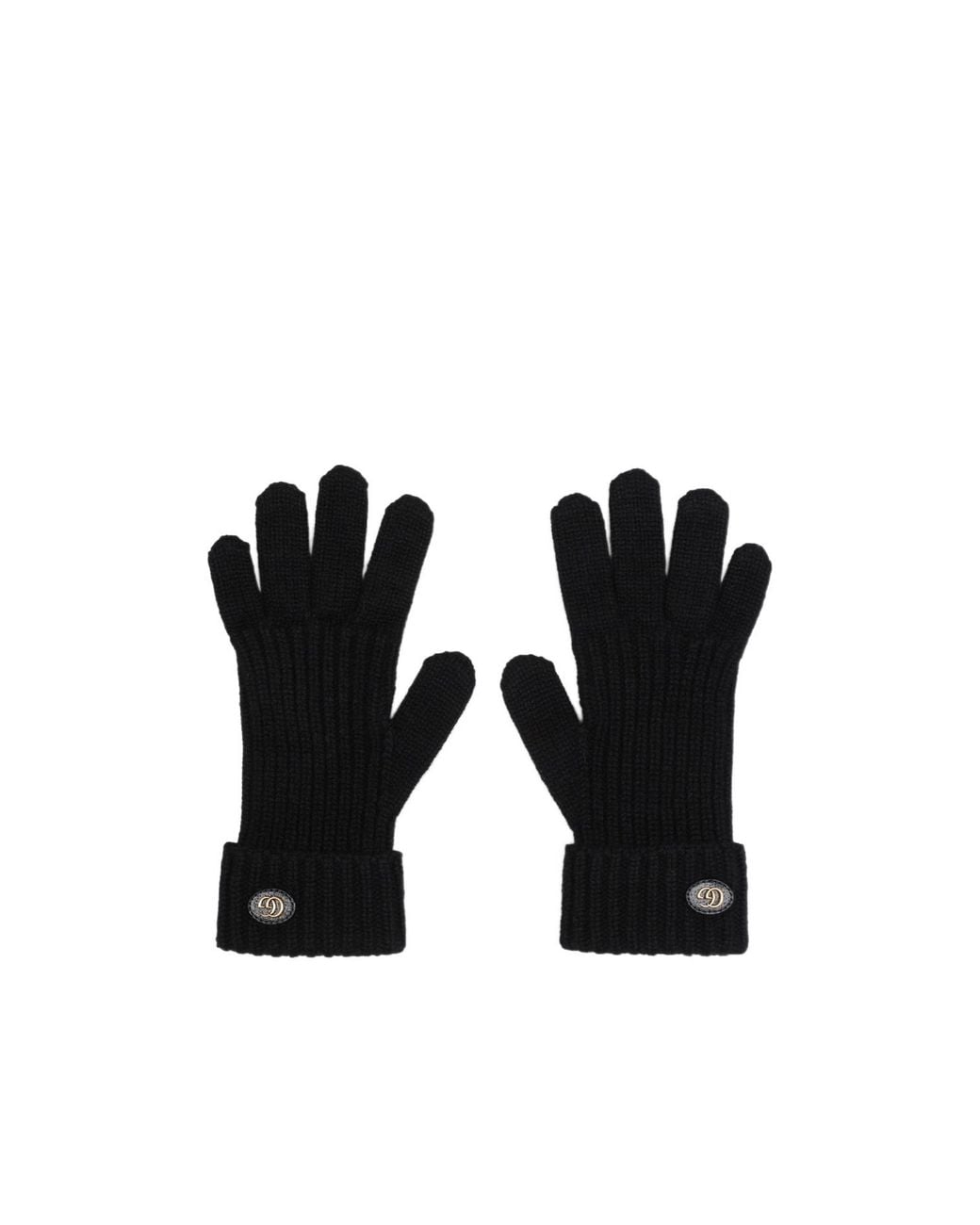 Gucci Black Double G Rib-Knit Gloves