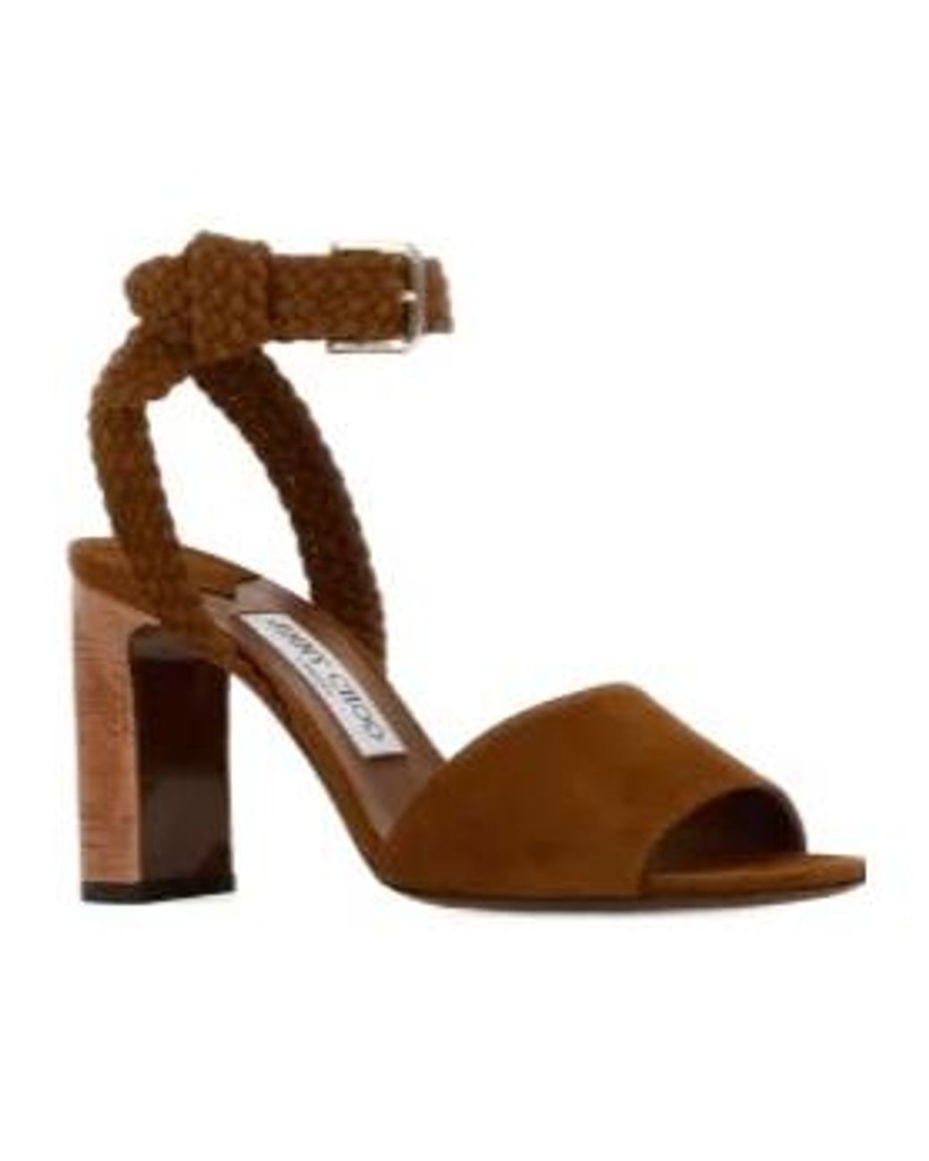 Jimmy Choo Brown Rori Braided Buckle Suede Sandals