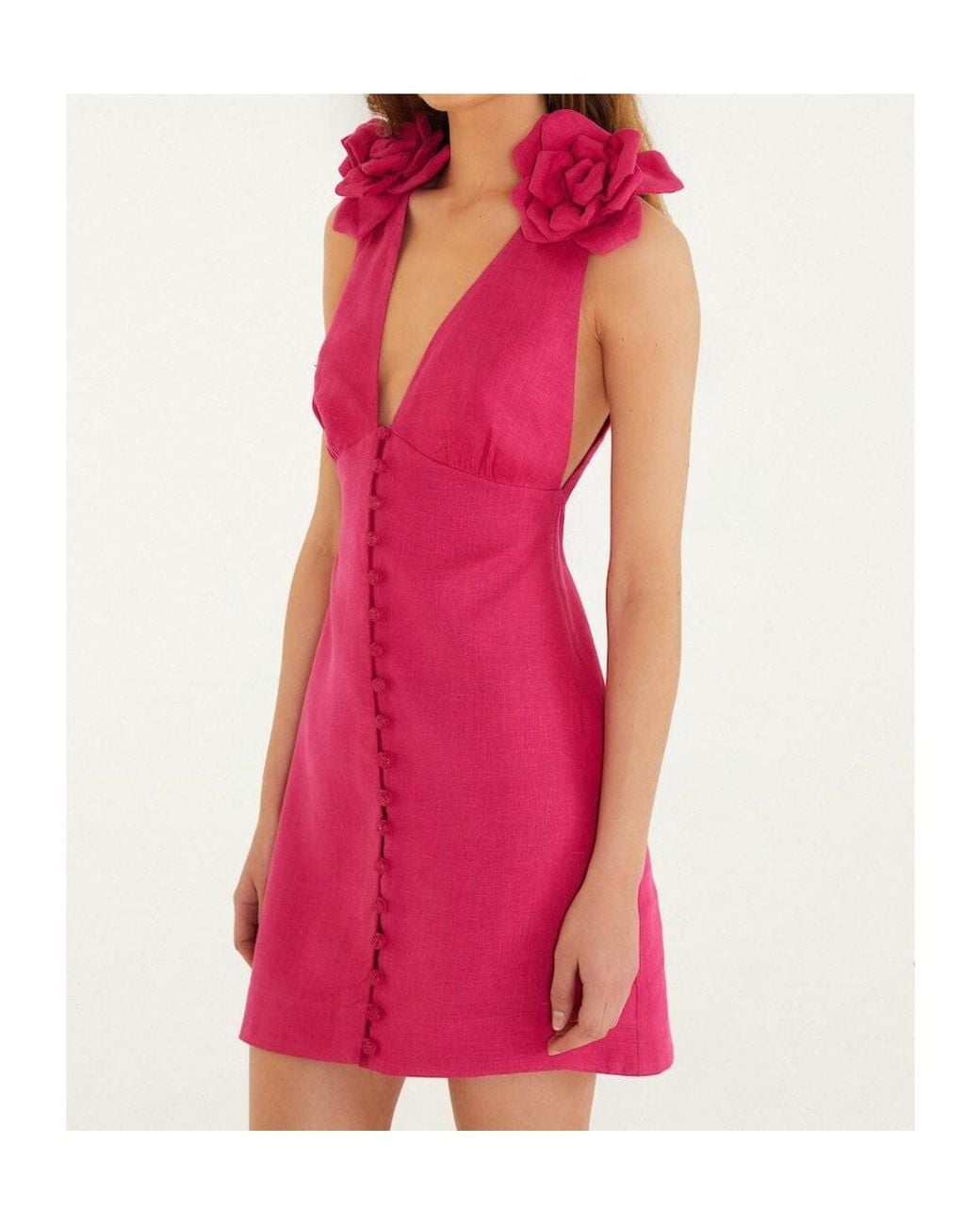 Farm Rio Red Rose-Detail Mini Dress