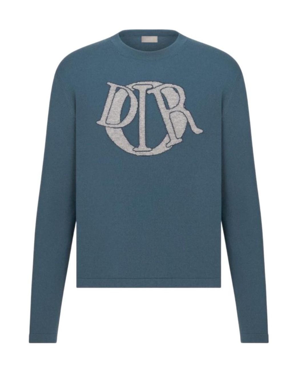 Dior Blue Christian Logo Detailed Crewneck Jumper for men