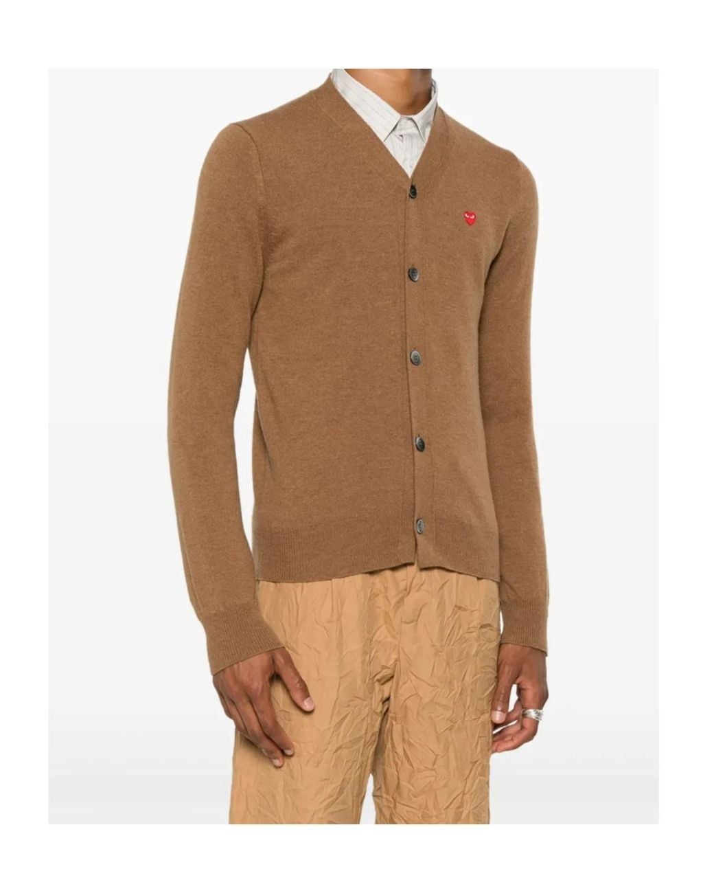 Comme des Garçons Brown Heart-Patch Wool Cardigan for men