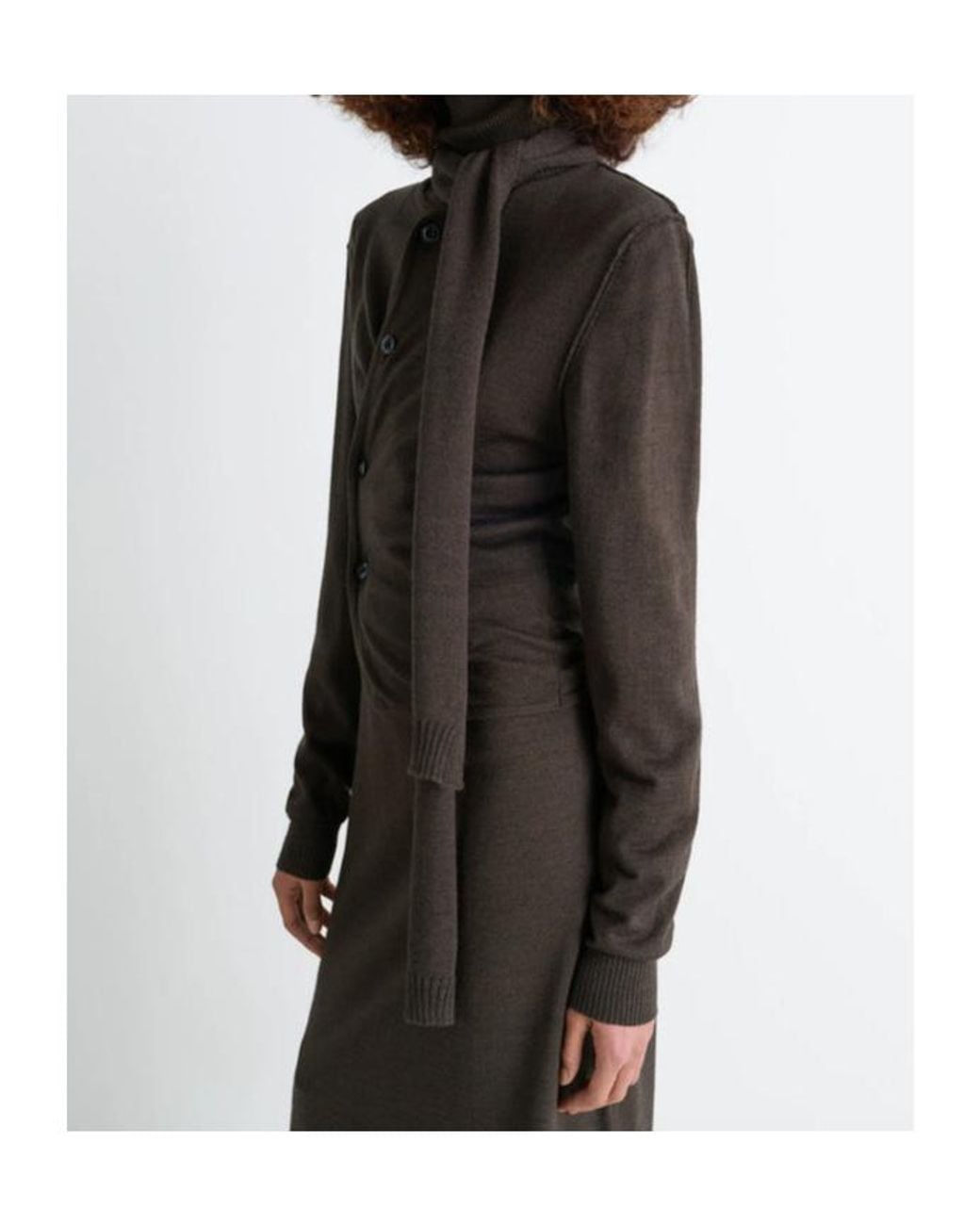 Lemaire Black Scarf Detailed Buttoned Knitted Cardigan