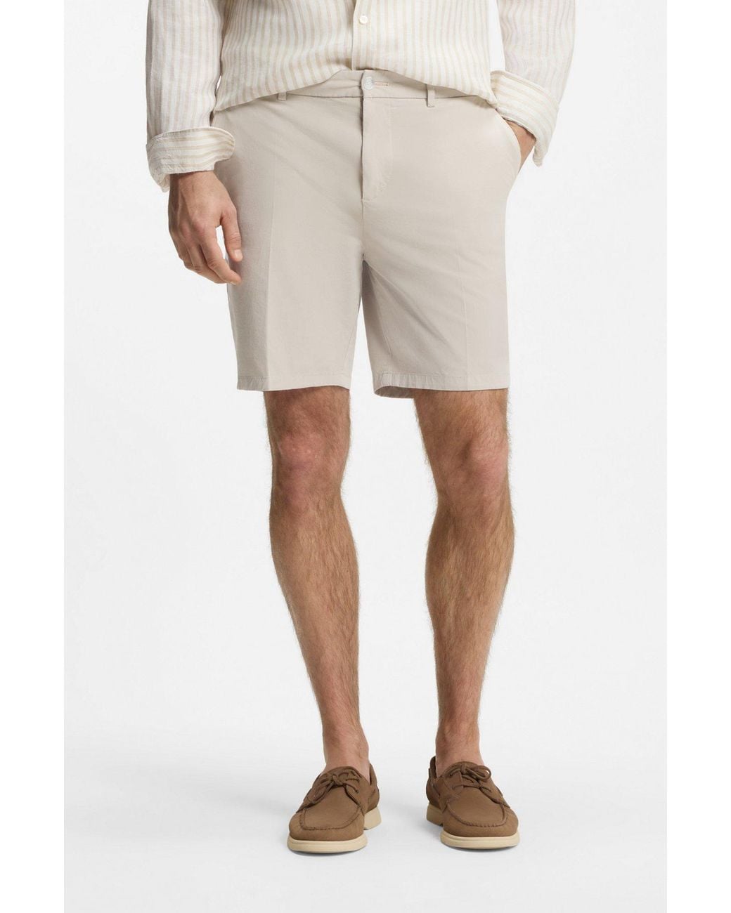 Boss White Buttoned Shorts for men