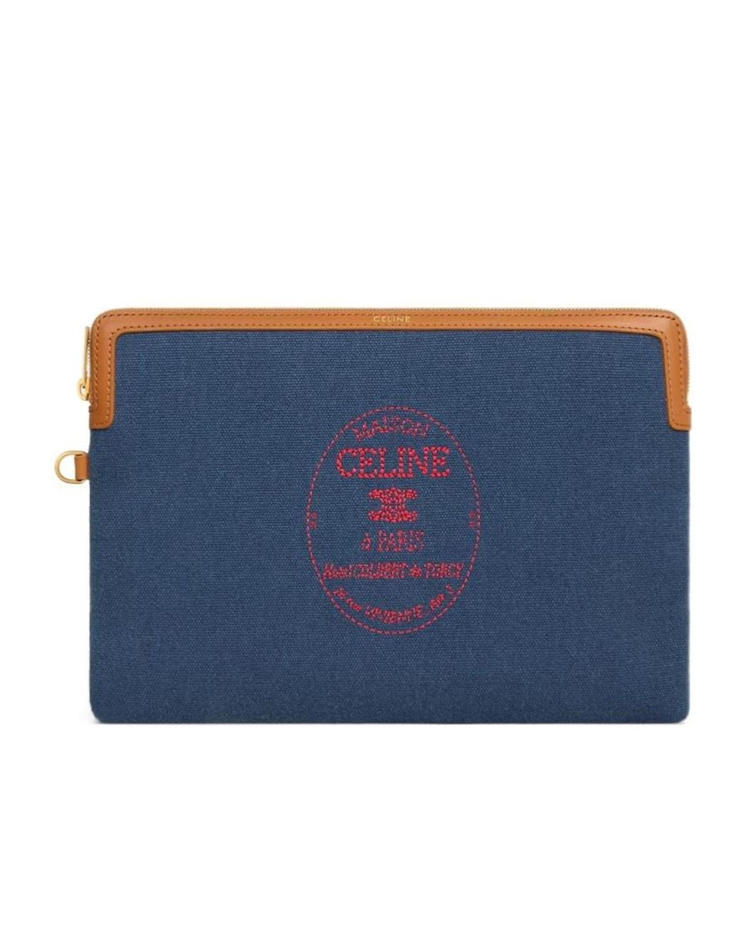 Céline Blue Small Pouch With Strap Cuir Triomphe