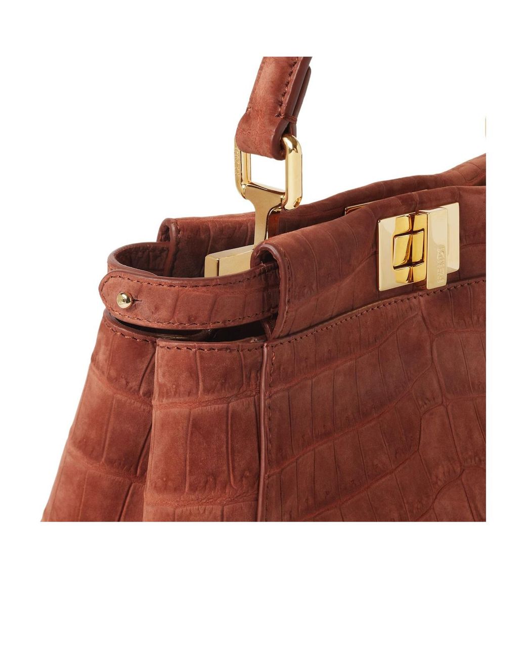 Fendi Red Sienna Nubuck Crocodile Leather Bag