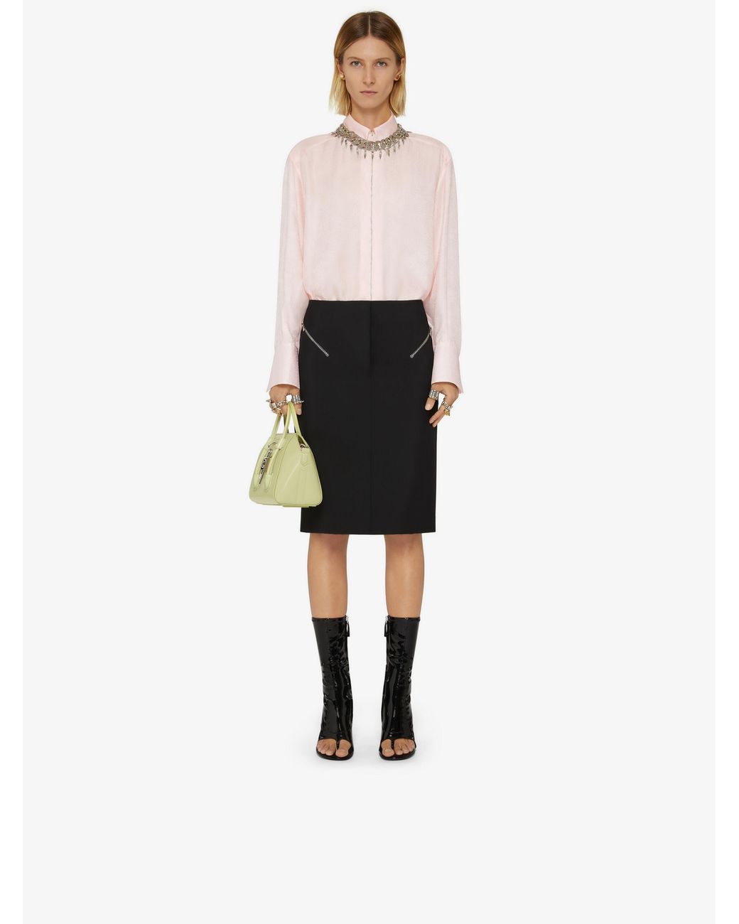 Givenchy Black Metallic Zipped Skirt