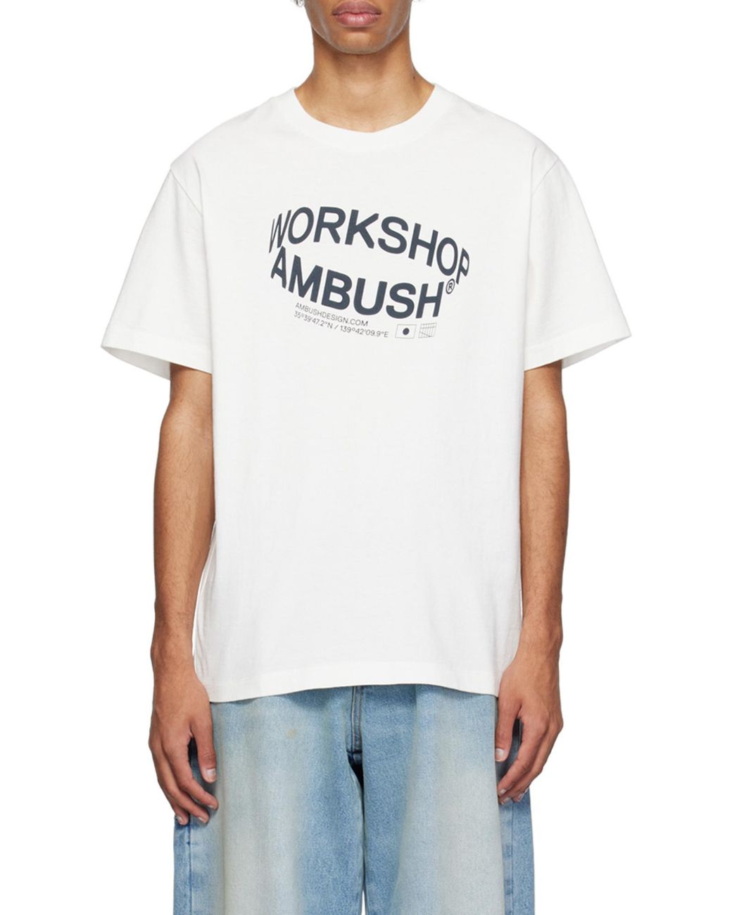 Ambush White Logo Printed Crewneck T-Shirt