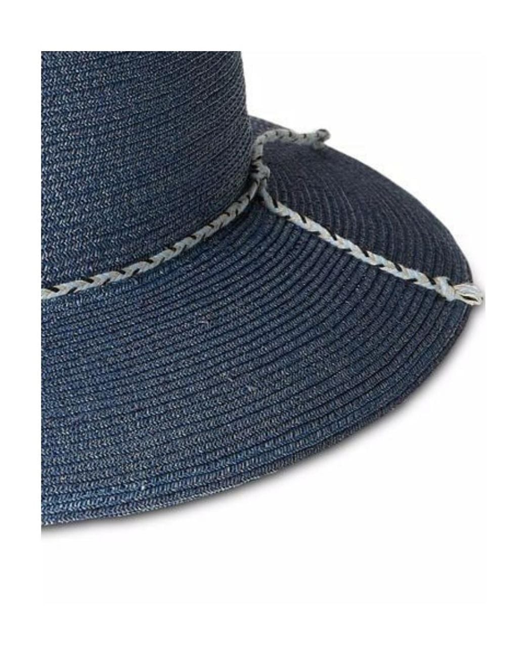 Maison Michel Blue Logo Plaque Virginie Fedora Hat