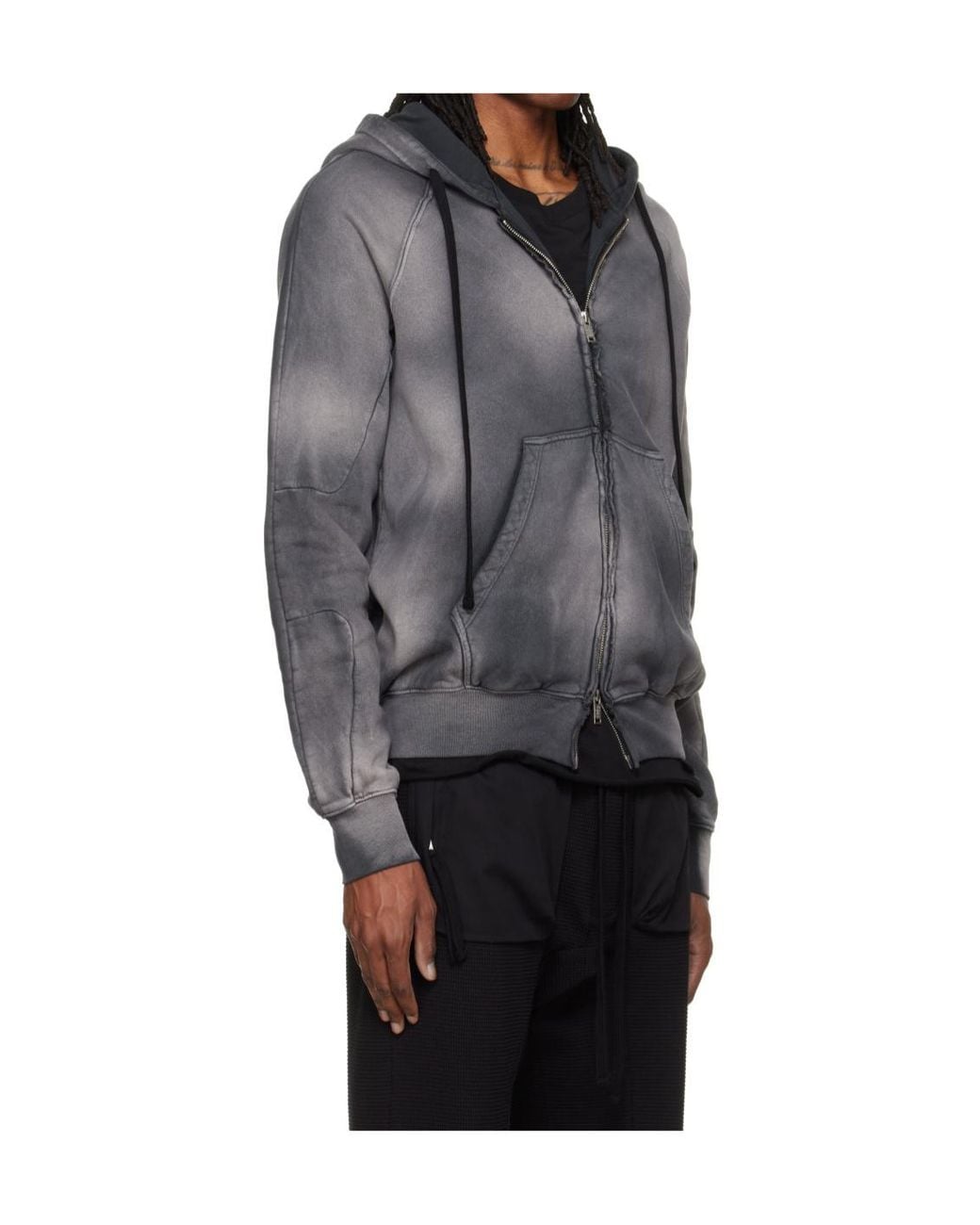 Thom Krom Gray Washed Gradient Zip-Up Hoodie for men
