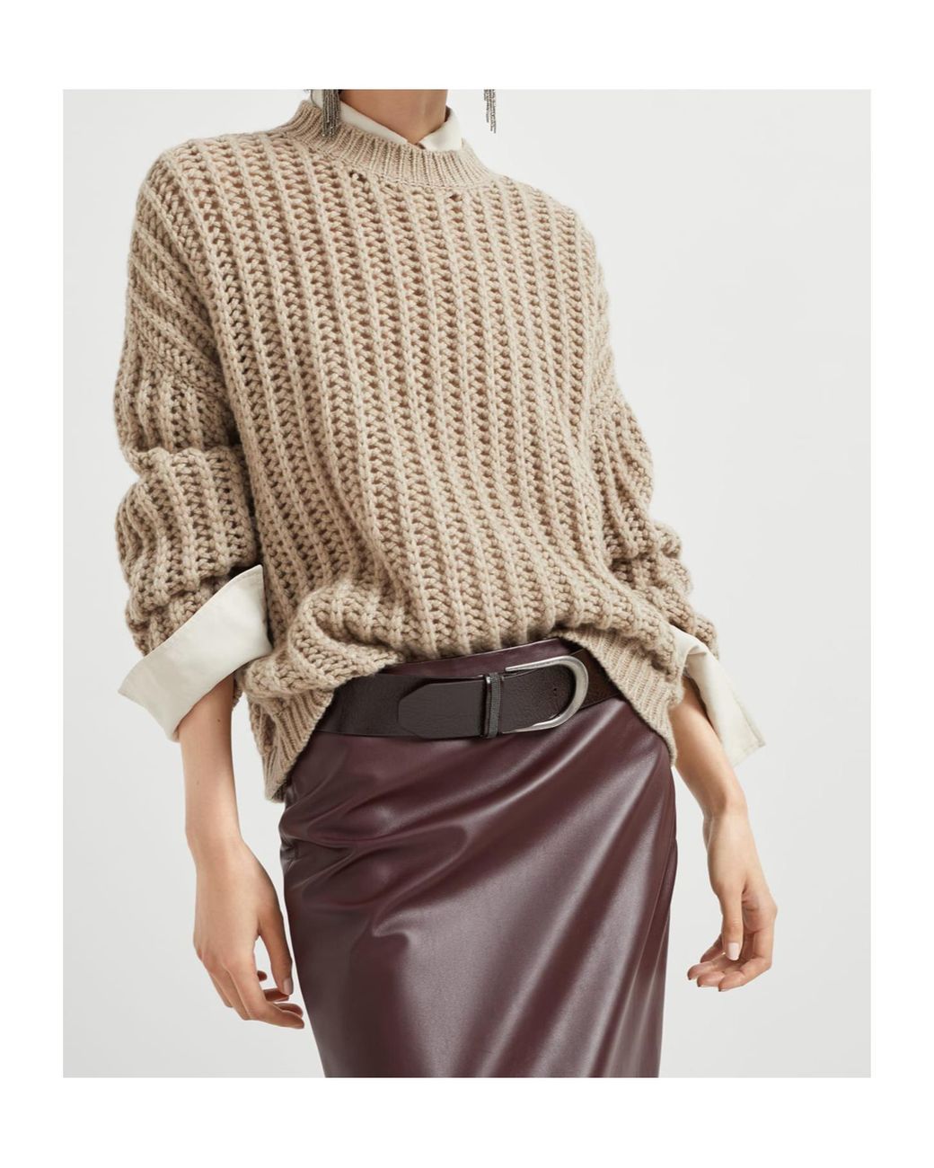 Brunello Cucinelli Brown Chunky-Knit Cashmere Sweater