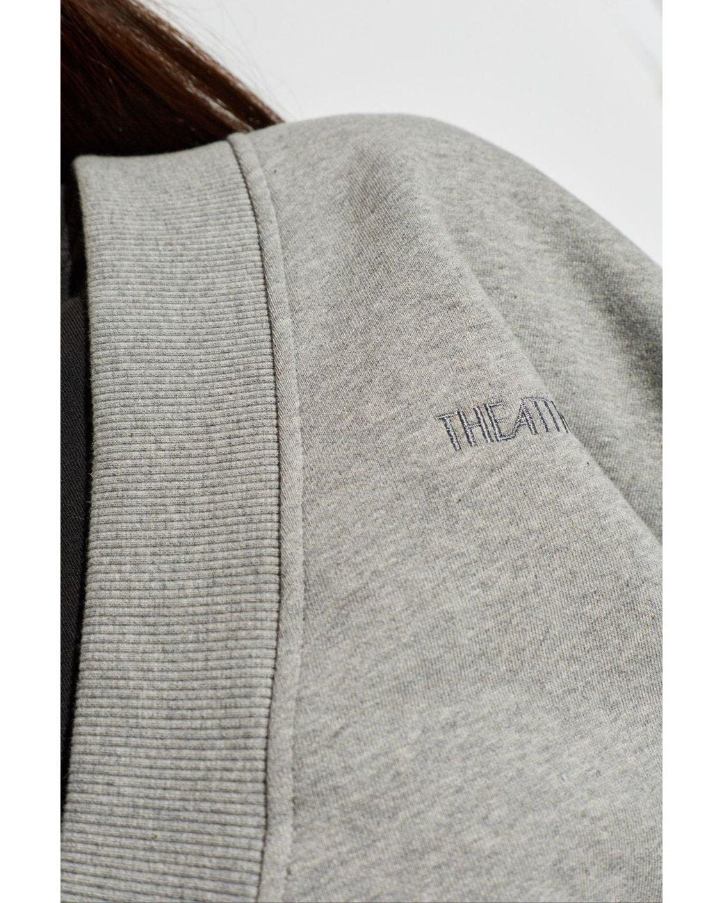 The Attico Gray The Logo Embroidered V-Neck Sweatshirt