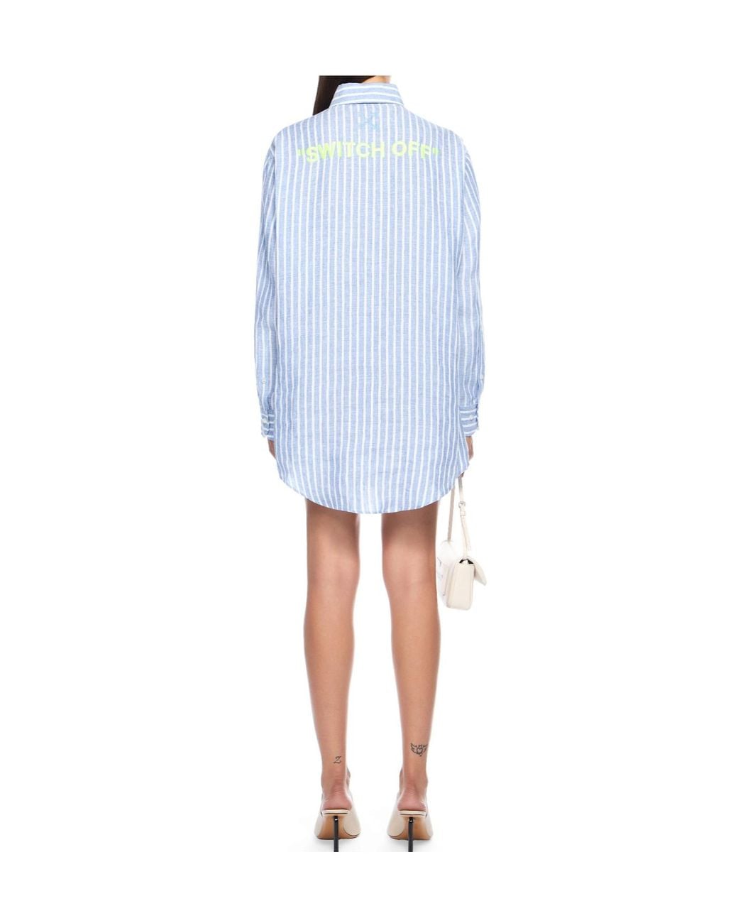 Off-White c/o Virgil Abloh Blue Striped Shirt Dress