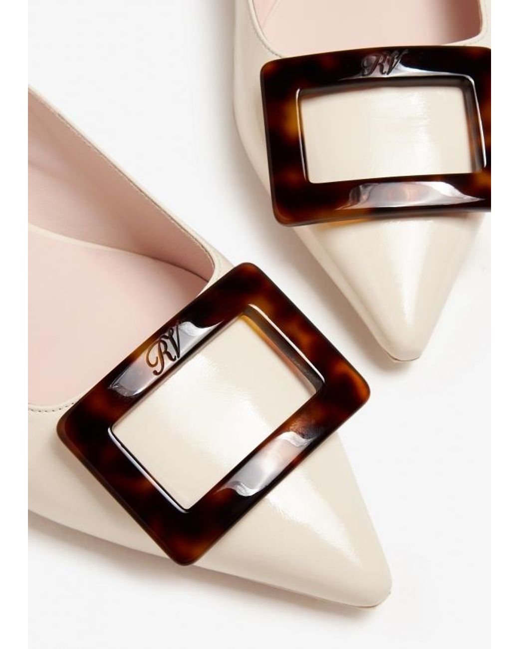 Roger Vivier Natural Gommettine Pointed-Toe Ballet Flats