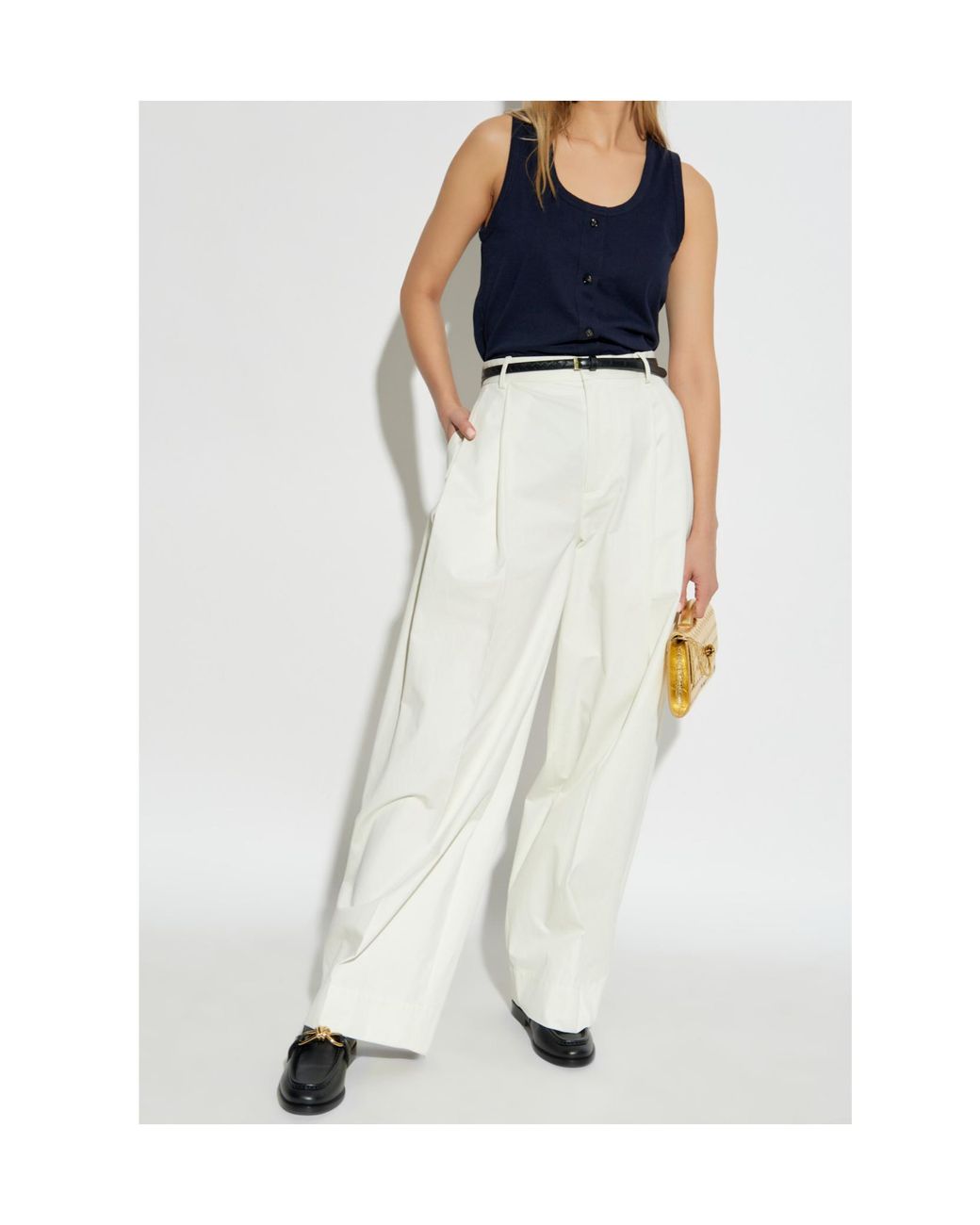 Bottega Veneta Blue Single Breasted Sleeveless Top