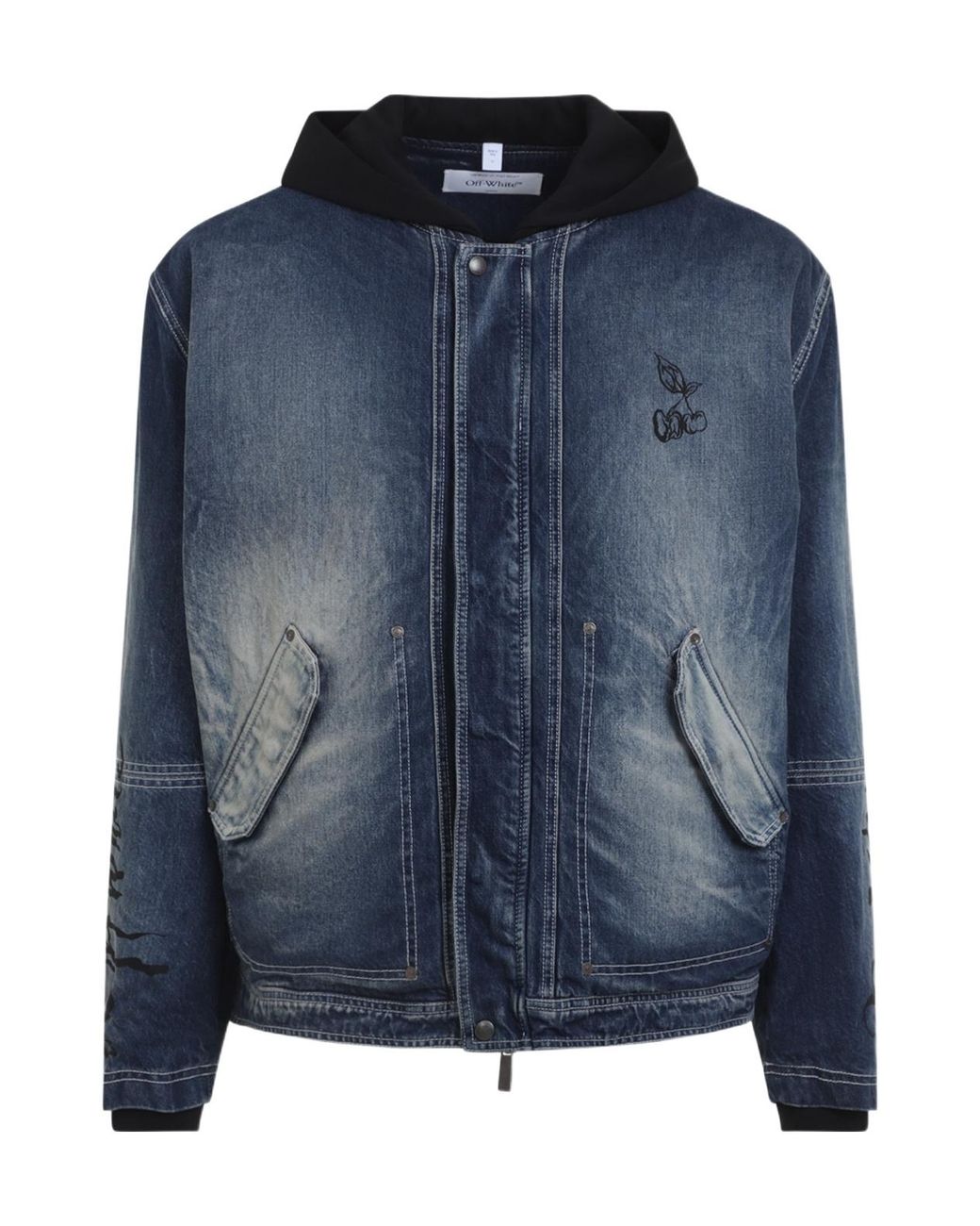 Off-White c/o Virgil Abloh Blue Cherry Fleece Hooded Jacket for men