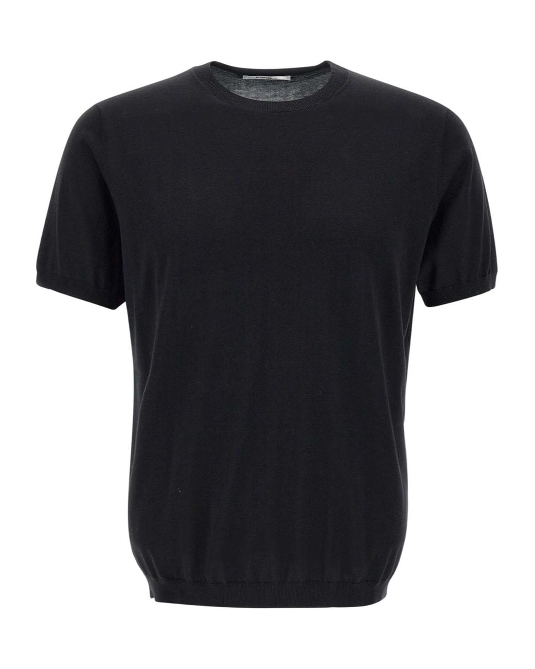 Kangra Cashmere Black Kangra Crew Neck T-Shirt for men