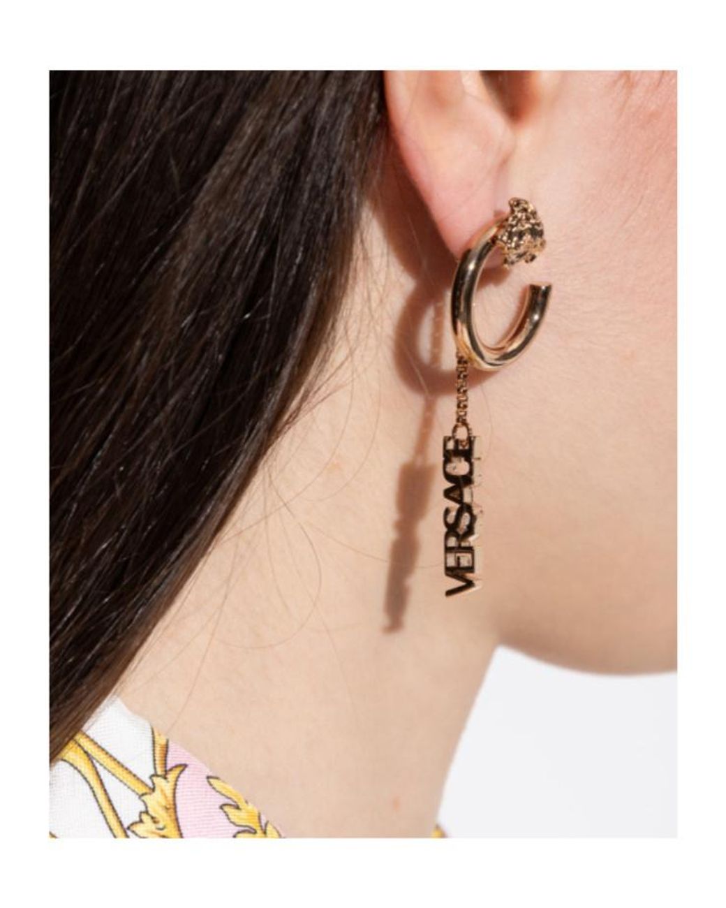 Versace White Long Logo Earrings