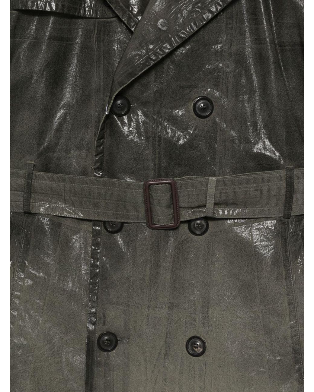 MM6 by Maison Margiela Gray Maison Margiela Shiny Belted Trench Coat