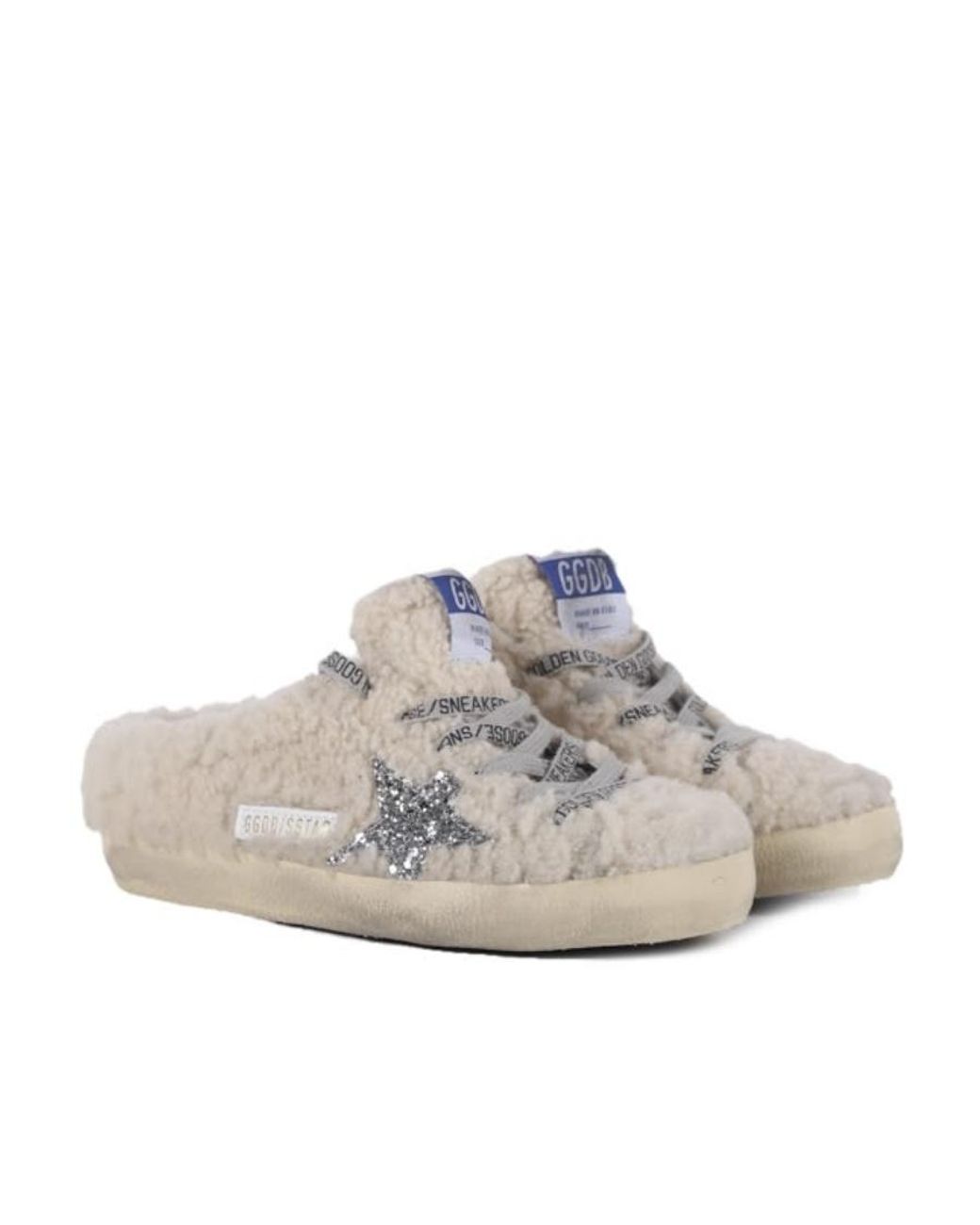 Golden Goose Deluxe Brand White Sheep Fur Decorated Slippers