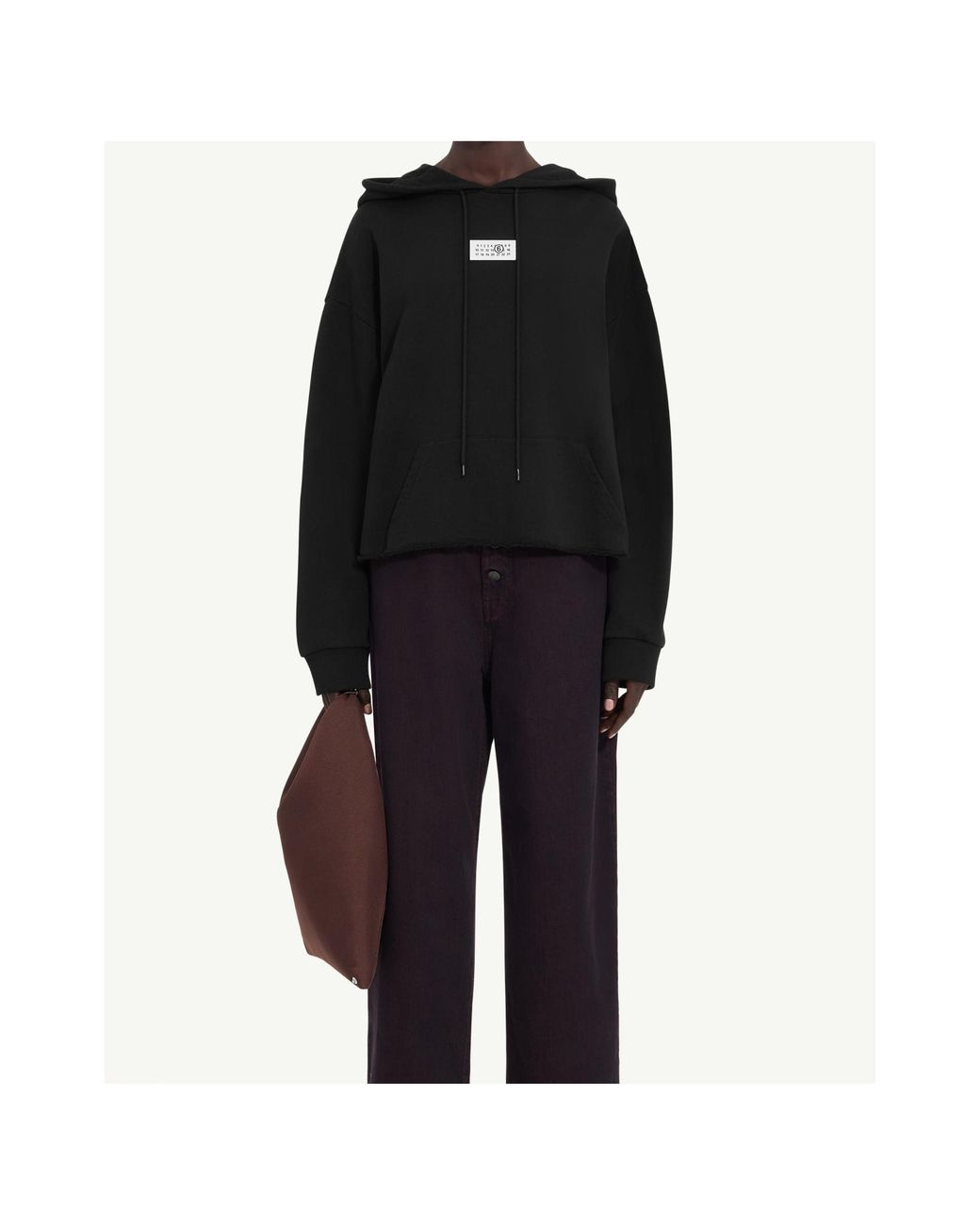 MM6 by Maison Margiela Black Logo Patch Drawstring Hoodie
