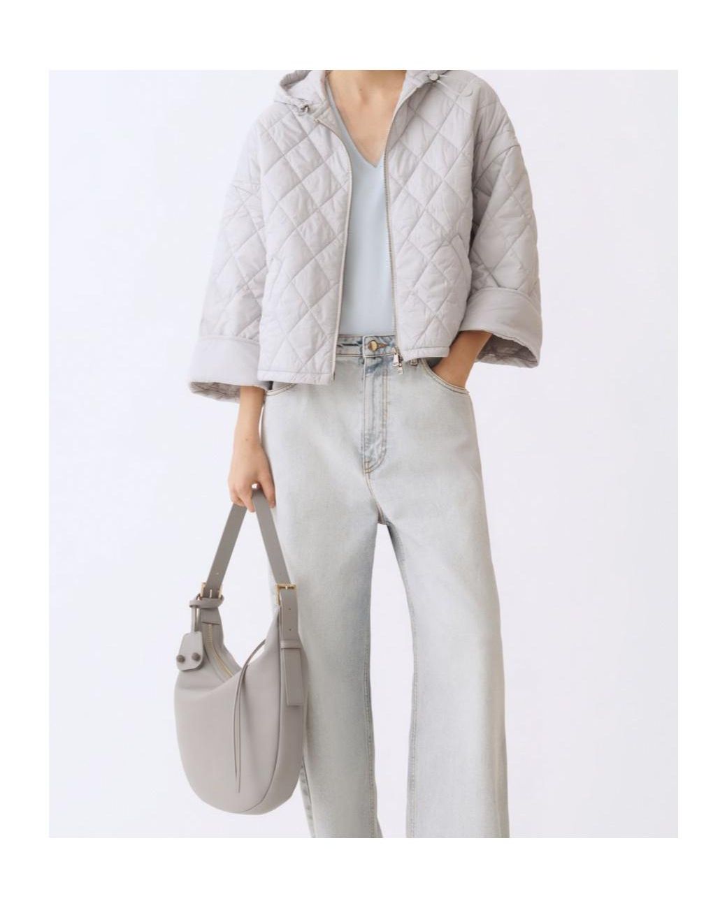 Fabiana Filippi Gray Quilted Hooded Jacket