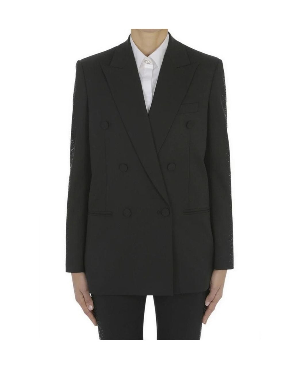 Dondup Black Double-Breasted Long-Sleeve Blazer