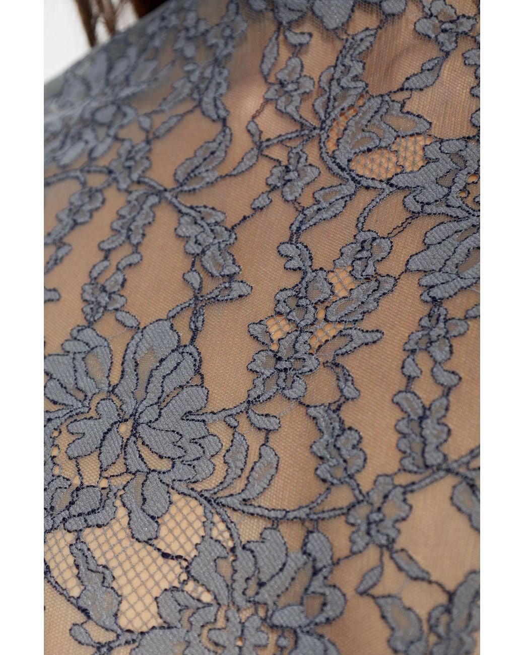 Valentino Gray High-Necked Long-Sleeved Bodysuit