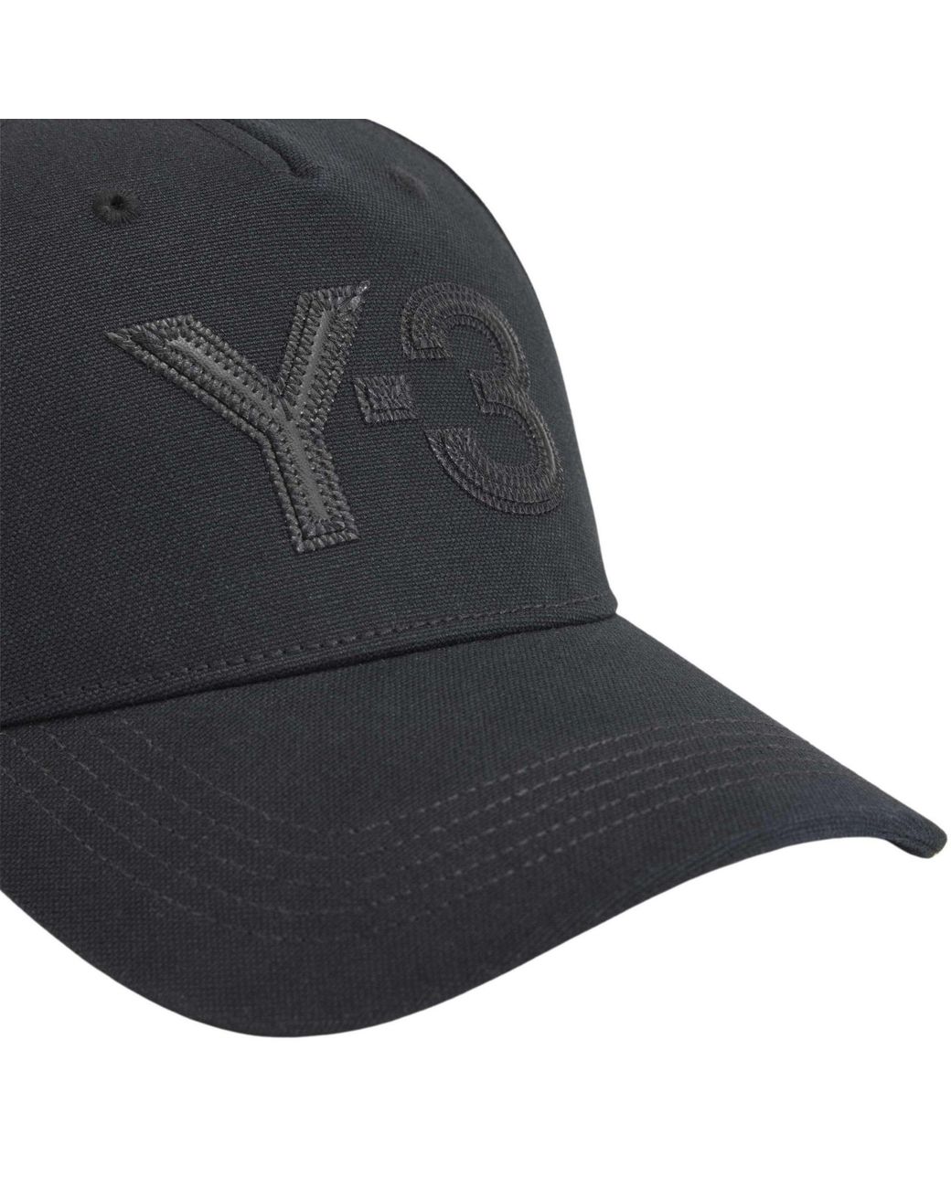 Y-3 Black Printed Logo Baseball Cap for men