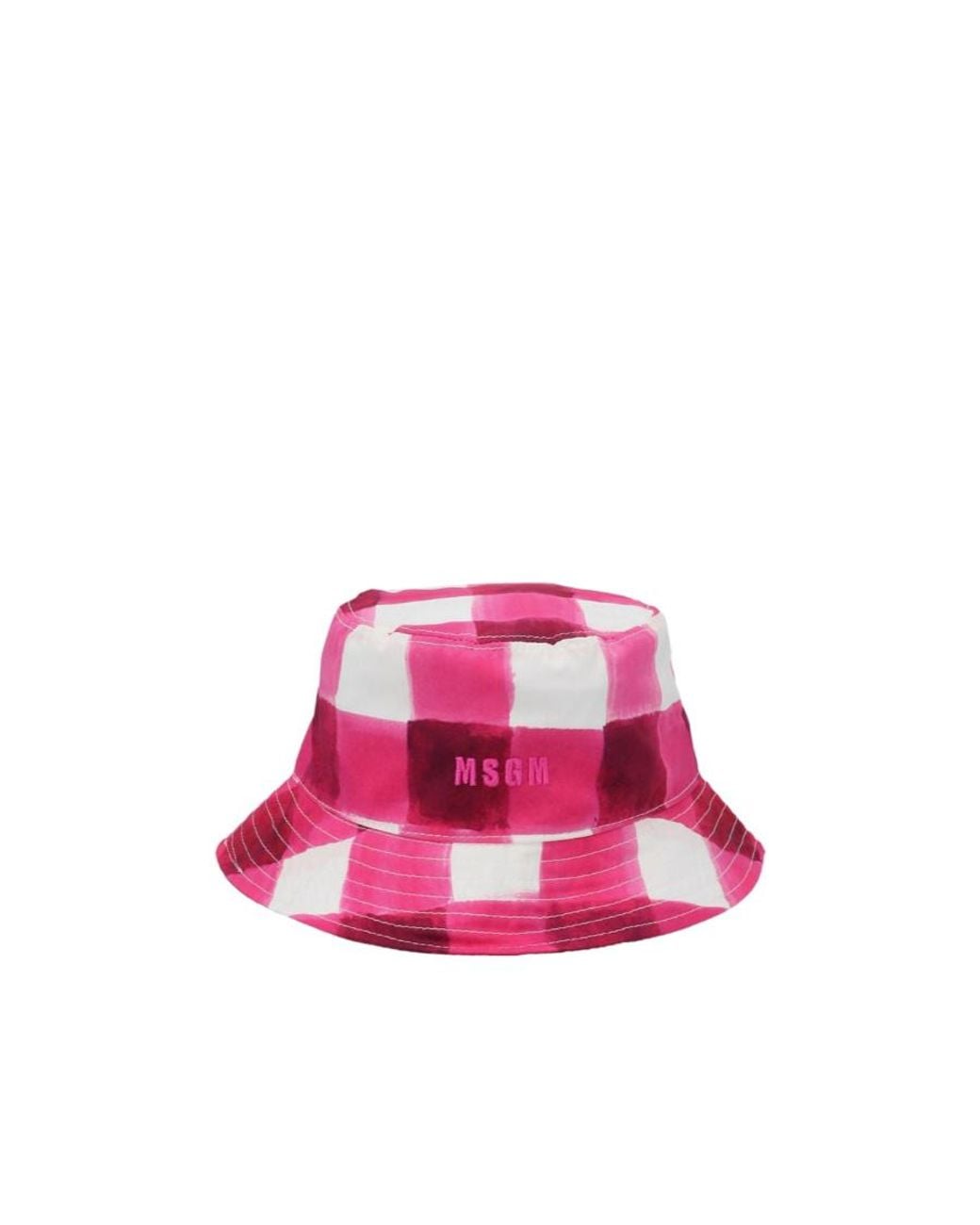 MSGM Pink Gingham-Check Bucket Hat