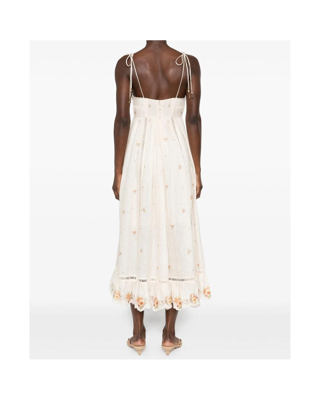 Zimmermann White Embroidered Linen Maxi Dress
