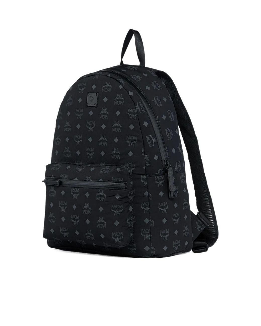 MCM Black Stark Monogram-Pattern Packable Backpack for men