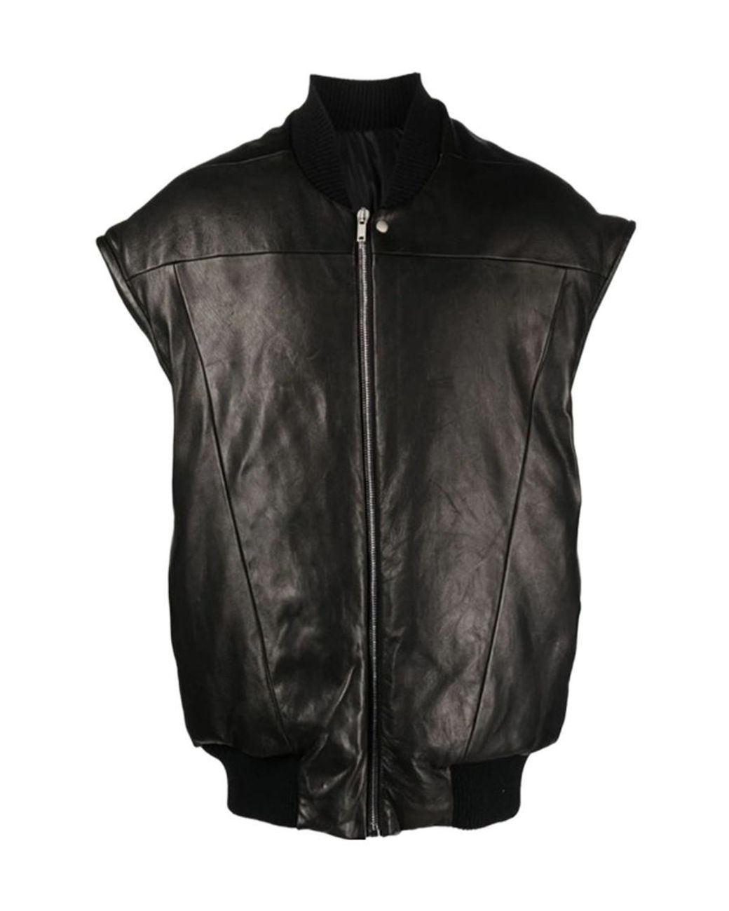 Rick Owens Black Jumbo Zip-Up Gilet for men