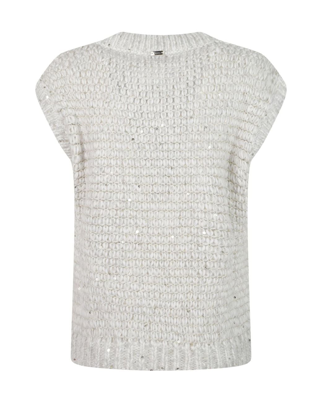 Herno White Lurex Knit Resort Vest