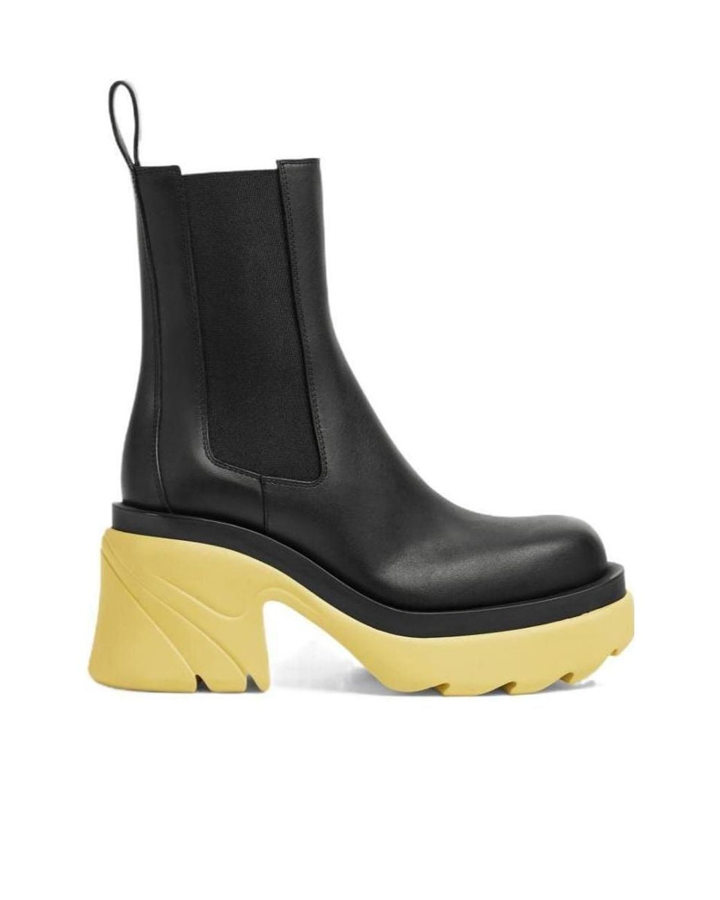 Bottega Veneta Black Contrast Sole Platform Ankle Boots